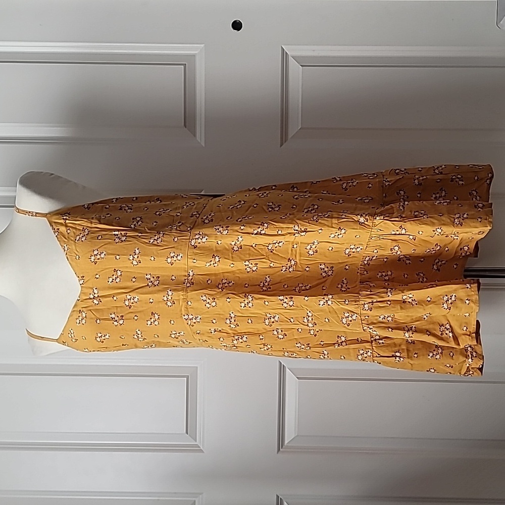 a.n.a. 2X Yellow Floral Transitional Bohemian Cottagecore Gardencore Mini Dress